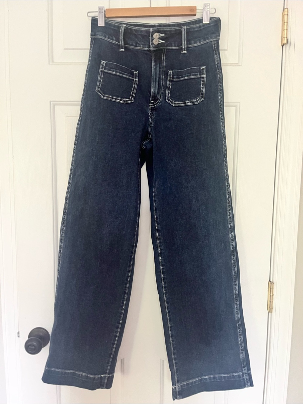 Old Navy Dark Blue Extra High Rise Sky-Hi Wide-Leg Jeans